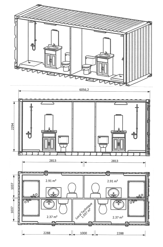 Bloc Sanitaire en Container.